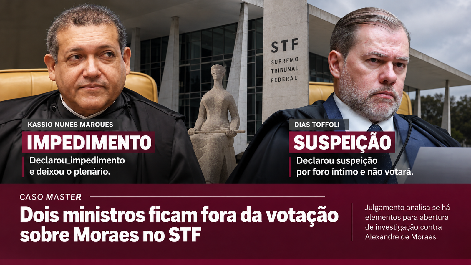 STF tem afastamento de dois ministros em votação