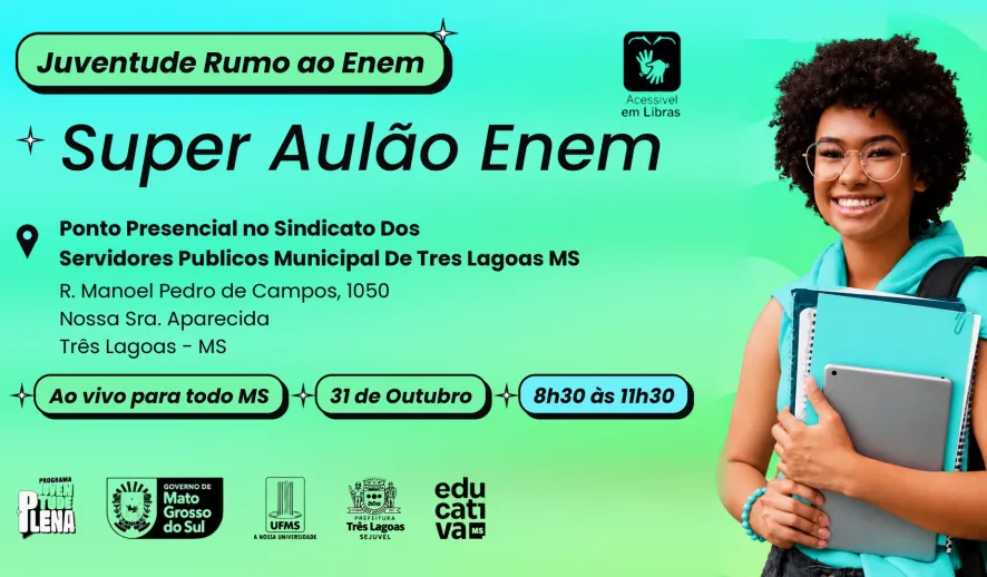 Estudantes em Três Lagoas revisam conteúdos para o Enem no dia 31