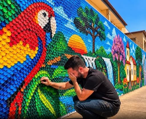 Cemitério de tampinhas vira obra de arte em Guaraniaçu