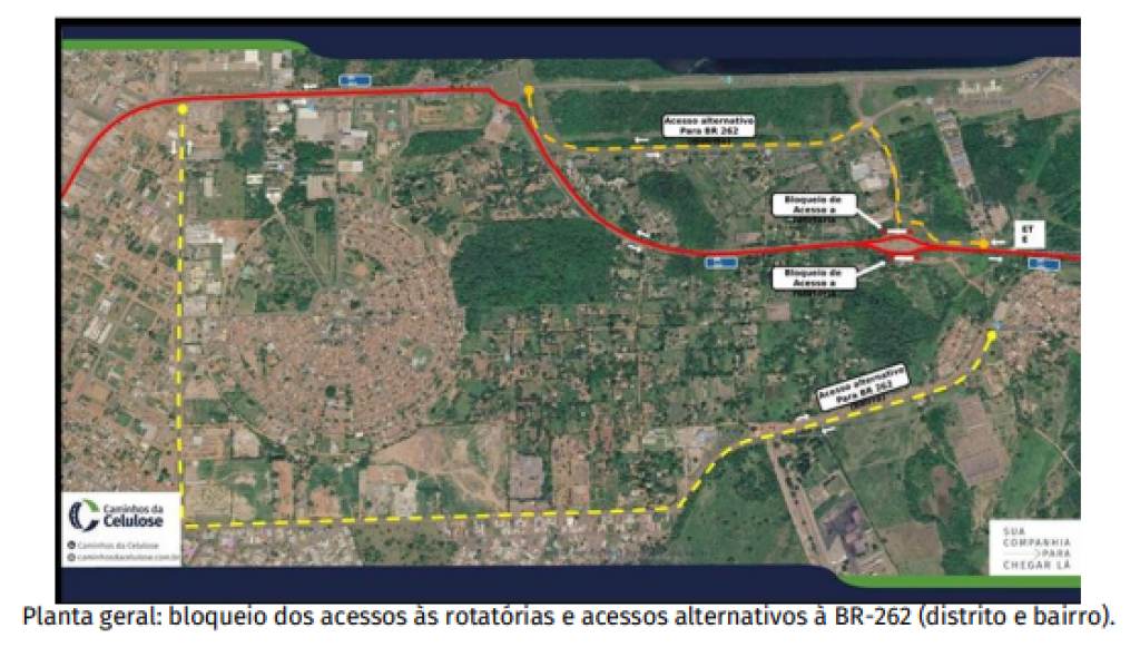 Acessos da rotatória da BR-262 serão fechados para as obras do novo Posto Fiscal