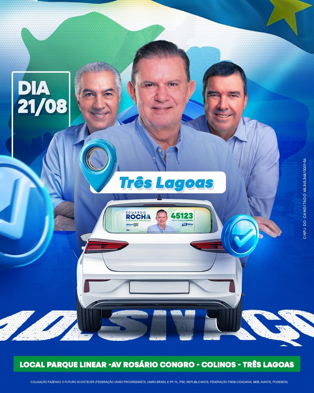 Eduardo Rocha inicia campanha em Três Lagoas, unindo história, compromisso e desenvolvimento