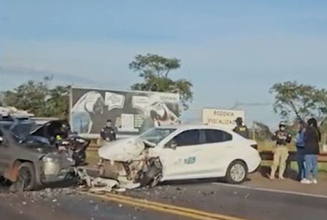 Congestionamento na BR-163: Acidente causa lentidão em viaduto na saída para Três Lagoas