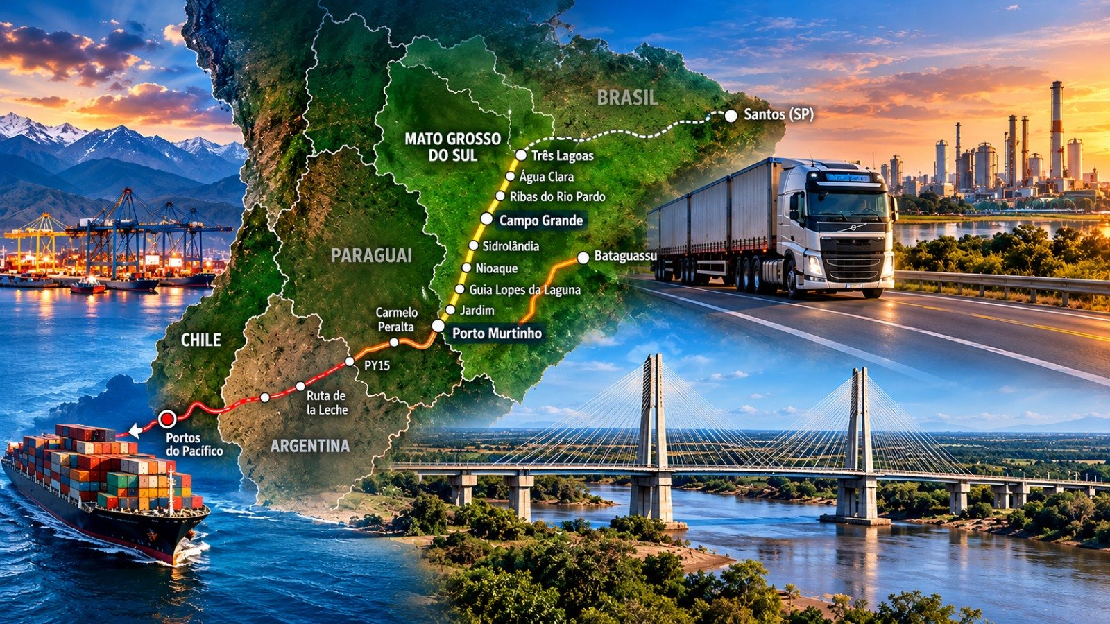 Três Lagoas integra eixo logístico da Rota Bioceânica em Mato Grosso do Sul