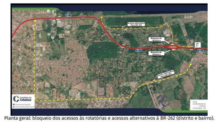 BR-262 terá acessos fechados em Três Lagoas para obras do novo Posto Fiscal