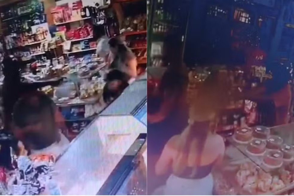 Jovem é alvejado em padaria movimentada; atirador utiliza capacete