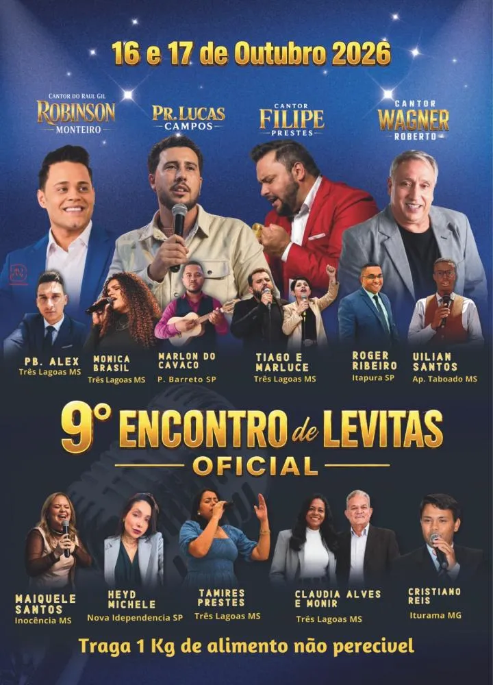 9º Encontro de Levitas une fé e solidariedade em Três Lagoas nos dias 16 e 17 de outubro