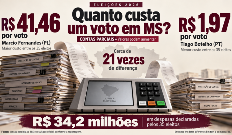 Custo por voto em Mato Grosso do Sul varia de R$ 1,97 a R$ 41,46