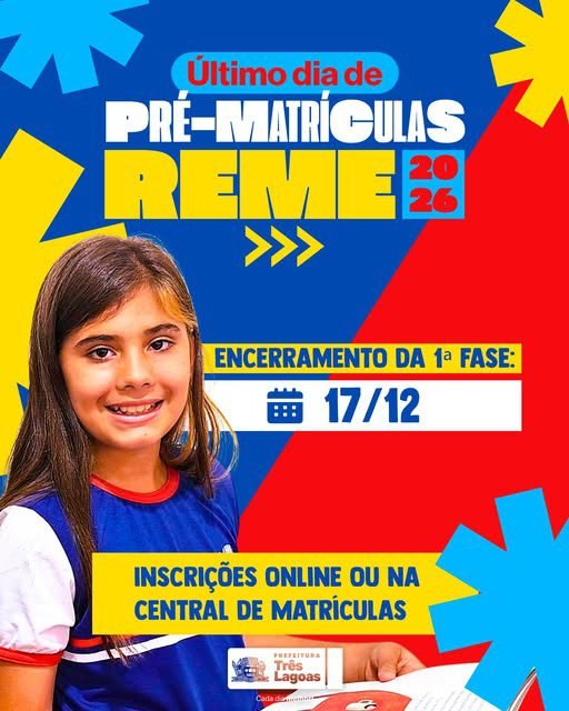 Último dia da primeira fase de pré-matrículas da REME 2026 é nesta quarta-feira (17)