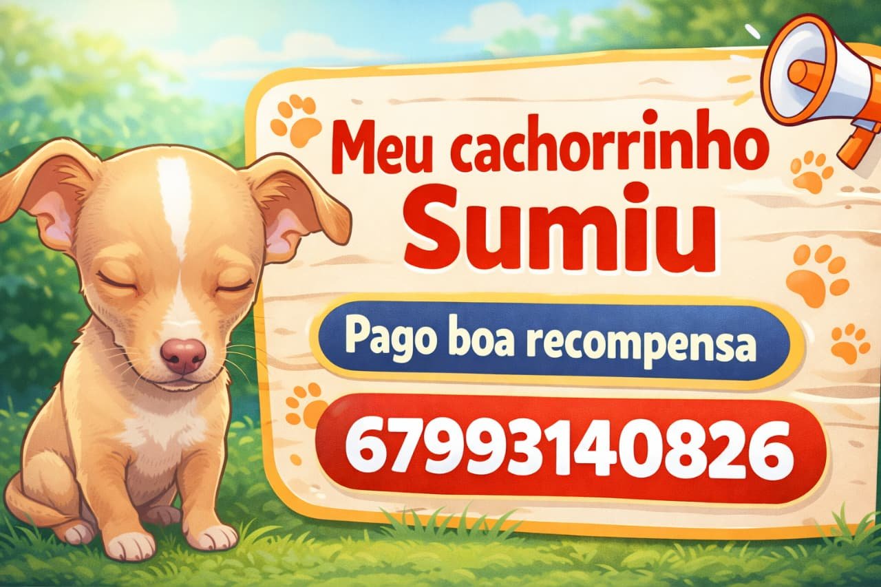 Pinscher desaparece na Vila Piloto, em Três Lagoas, e família oferece recompensa