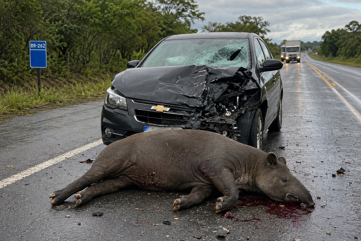Grave acidente na BR-262 com carro da Prefeitura de Três Lagoas deixa paciente em estado delicado