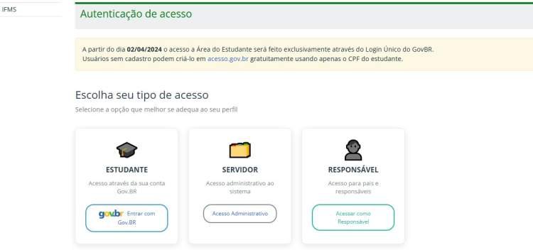IFMS disponibiliza acesso do Sistema Acadêmico para pais e responsáveis em Três Lagoas MS
