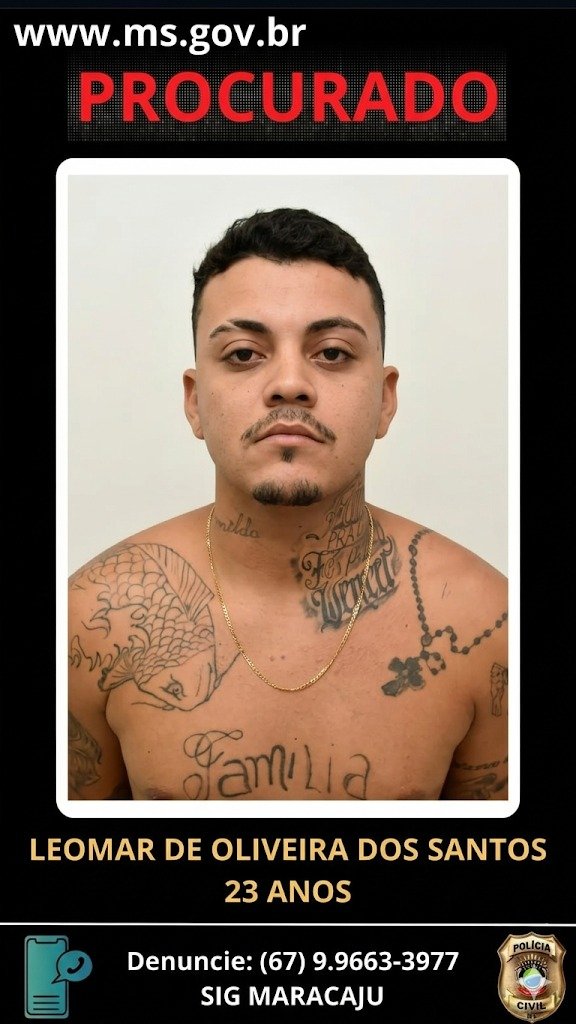 Polícia Civil solicita apoio da população para localizar homem envolvido em homicídio registrado em Maracaju